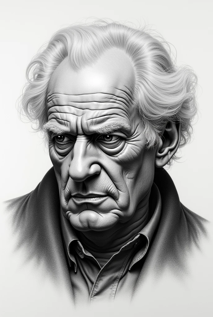 Arthur Schopenhauer drawn in graphite pencil
