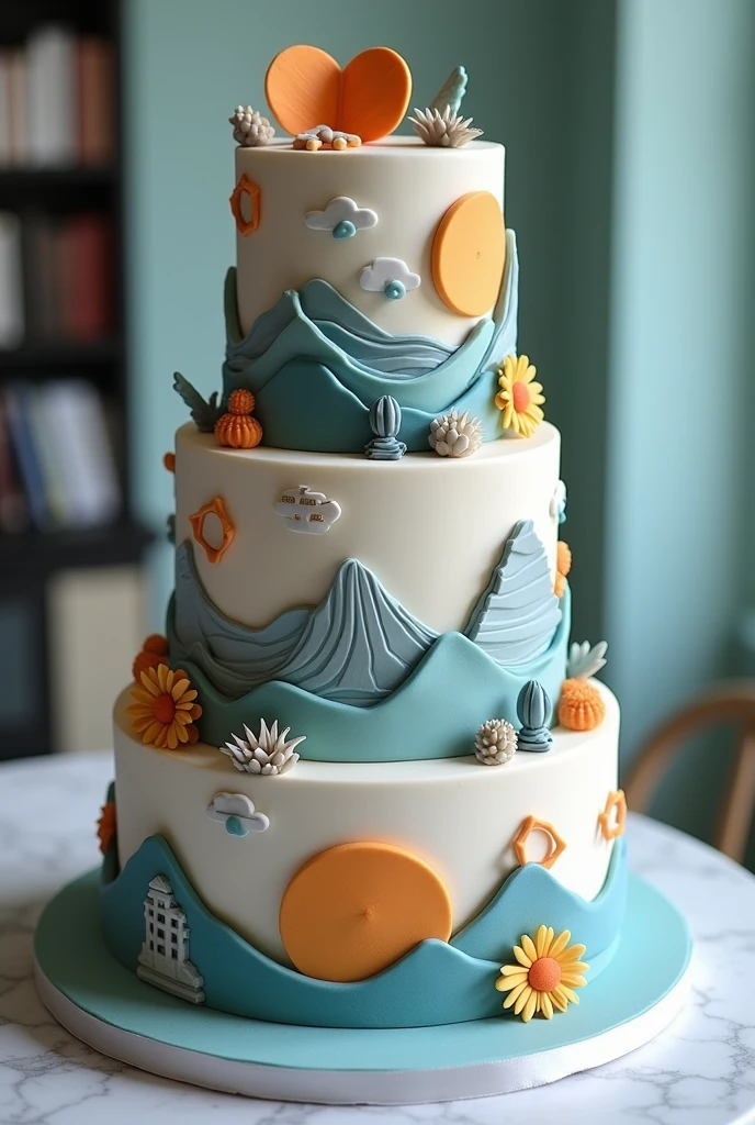 One Tier Migration Delegate Themed Cake, decorated with fondant for man