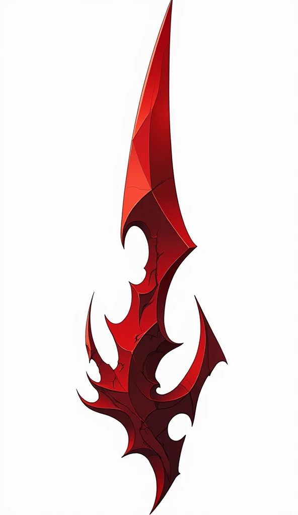 a crystal sword with sharp angular edges, made of solid crystal in the color of blood with cracks of black void running along it from the bottom, vector art style