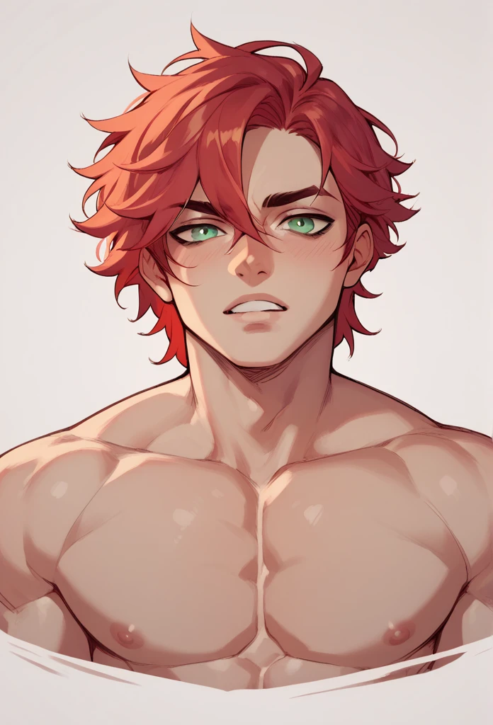boy, Red-Haired, hairless, light green eyes