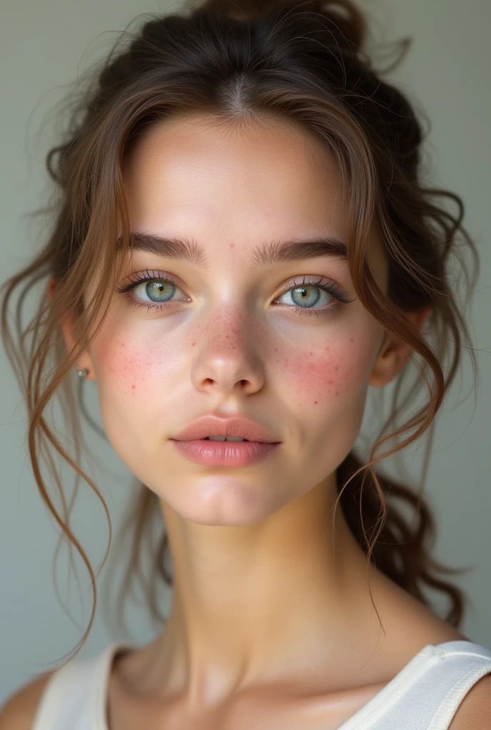 girl with pimples on her forehead 