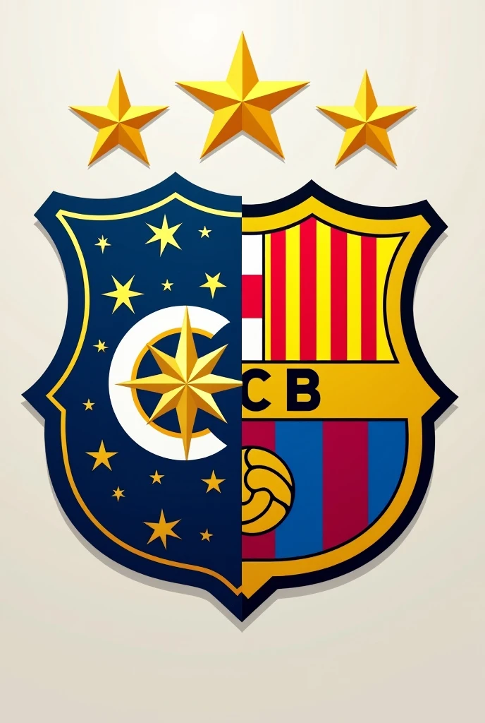 Create an image of the Cruzeiro shield together with that of Barcelona