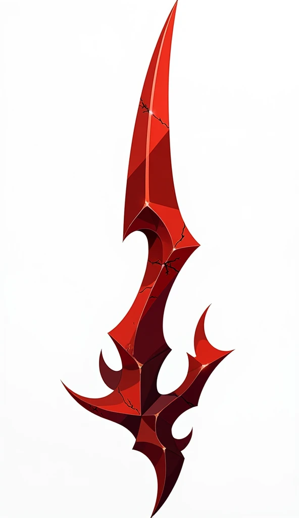 a crystal sword with sharp angular edges, made of solid crystal in the color of blood with cracks of black void running along it from the bottom, vector art style