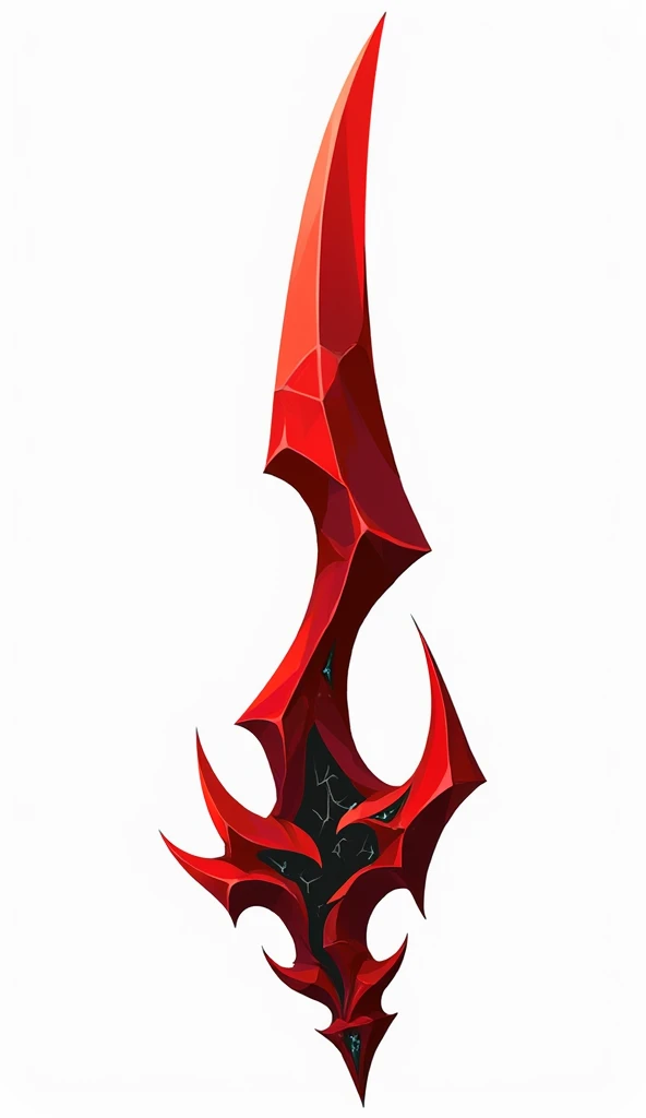 a crystal sword with sharp angular edges, made of solid crystal in the color of blood with cracks of black void running along it from the bottom, vector art style