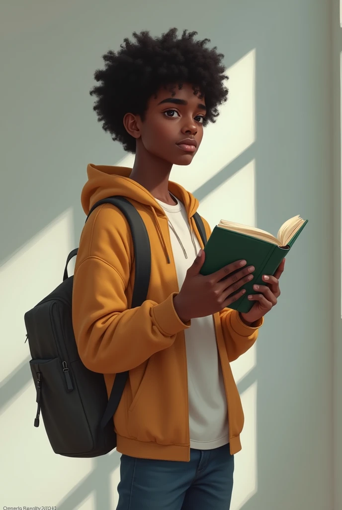  black teenager with book in hand