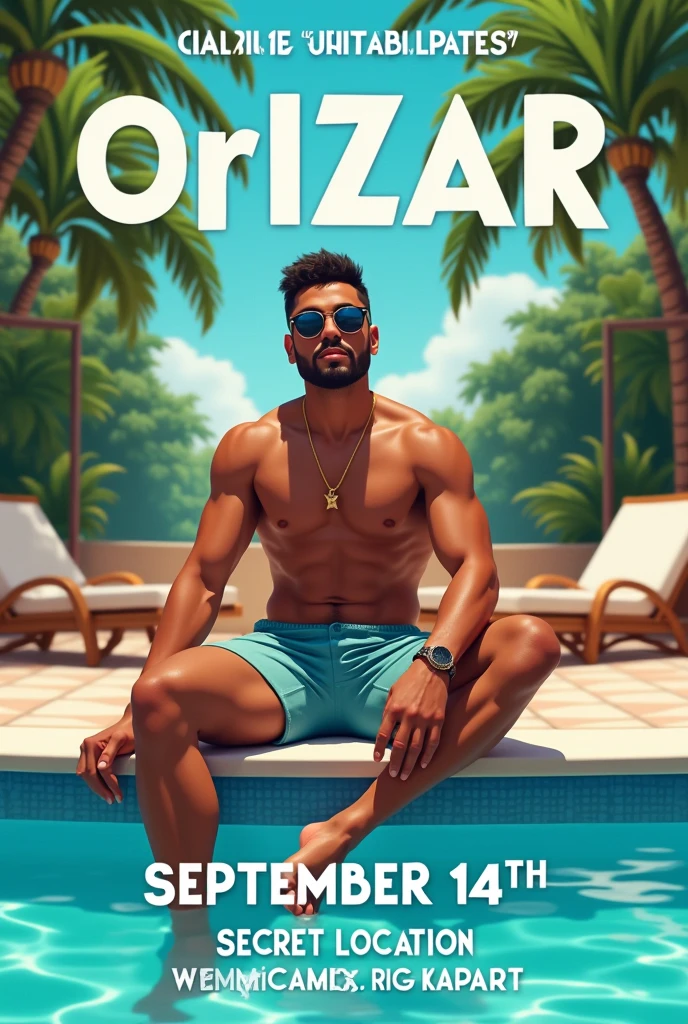 A pool-style invitation card to Omar Ariza's birthday, date September 14 of this year, secret place,