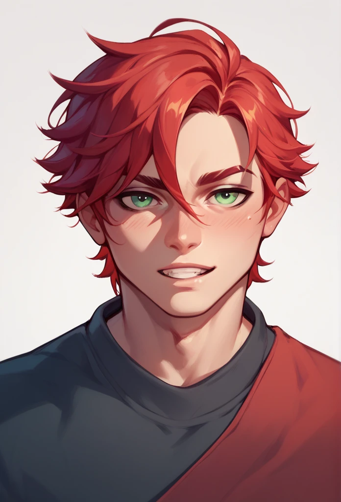 boy, Red-Haired, hairless, bright green eyes