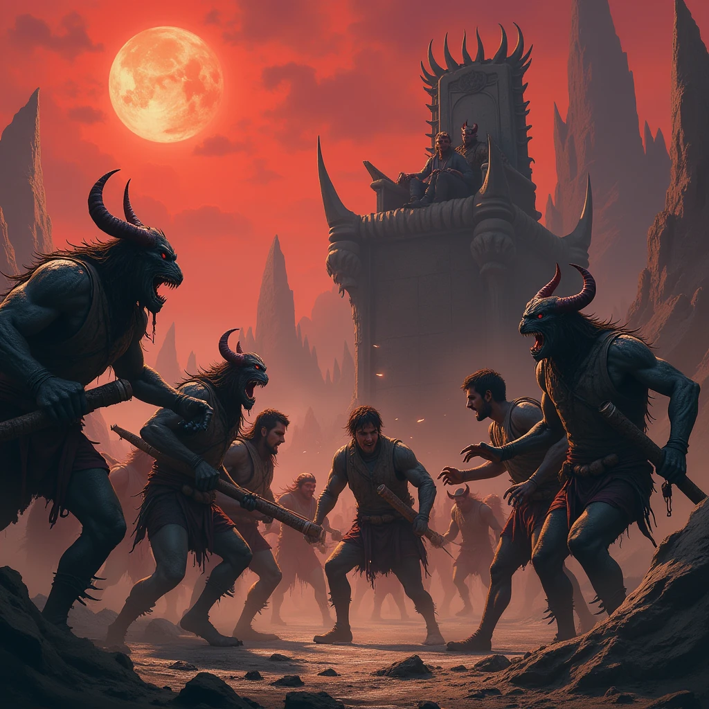 The explorers continue to fight for survival, but are helpless against the power of the monsters. The demons rushed towards them, and the king enjoyed the sight."