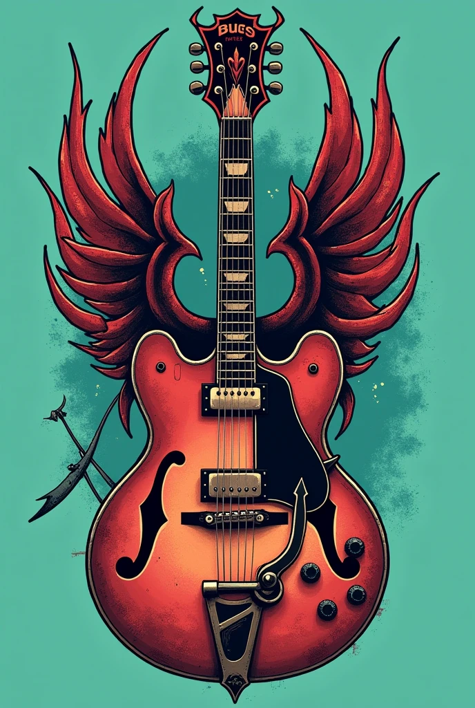 {
"prompt": "Design a t-shirt logo for 'The Devil Makes Three' band. Create a central image with a vintage, rugged aesthetic featuring elements like a devil’s trident or horns, combined with a classic musical instrument such as a stylish guitar. Use a distressed, hand-drawn style for the illustration. Include the band's name 'The Devil Makes Three' in bold, rustic font, integrated with the central image or placed prominently around it. Use a color palette of deep reds, dark grays, and browns. The design should have a transparent background, but display against a contrasting color background that does not match the main design, such as a bright turquoise or neon green.",
"size": "1024x1024",
"background_color": "turquoise"
}