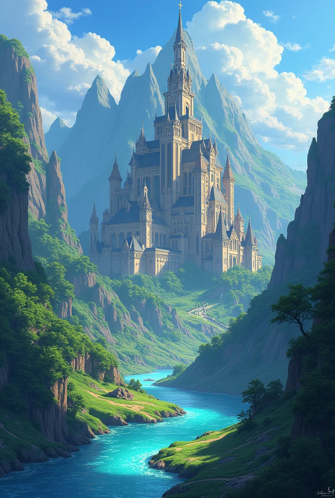 A distant kingdom called hope, magie,adventure, paisaje, realisitic,アニメ.