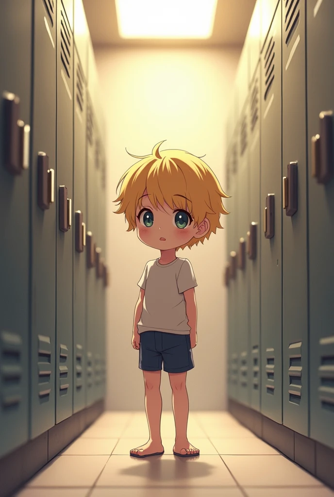 Blonde boy petite facing me inside locker room anime. 5’2 round butt and playful face