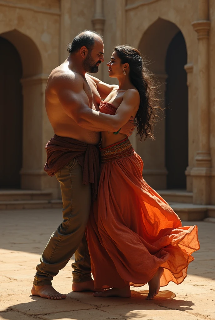 Man has 45 years and heavy with out clothes  and he 
 Dance with  on other from Yemen
