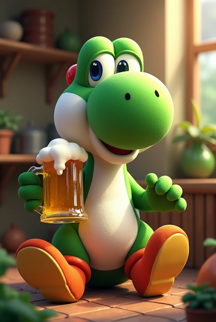 Yoshi with a Beer