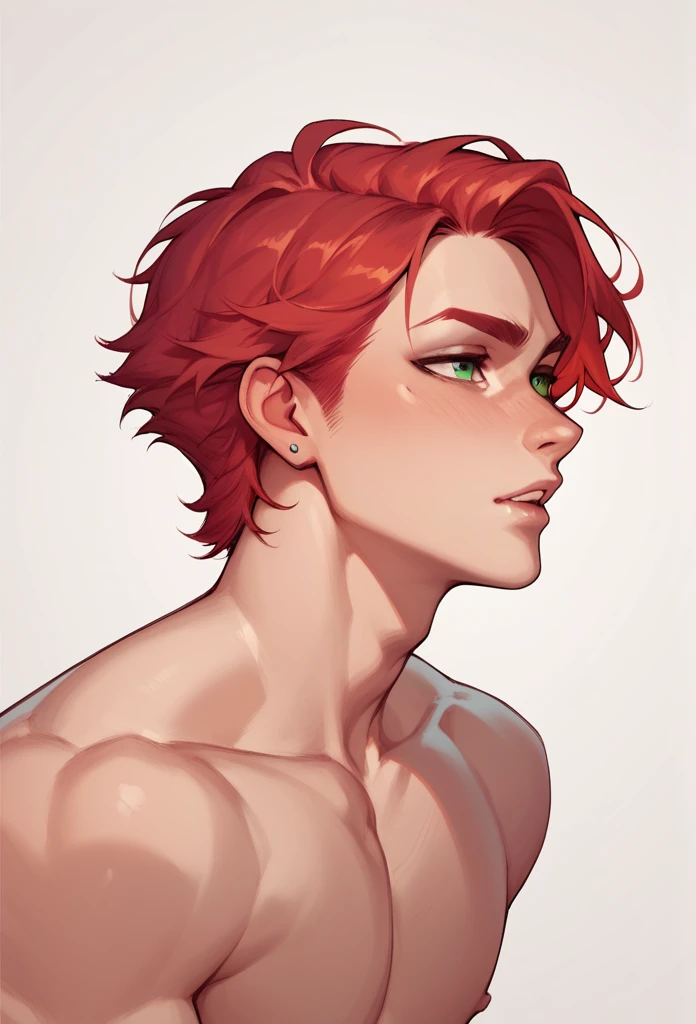 boy, Red-Haired, hairless, bright green eyes
