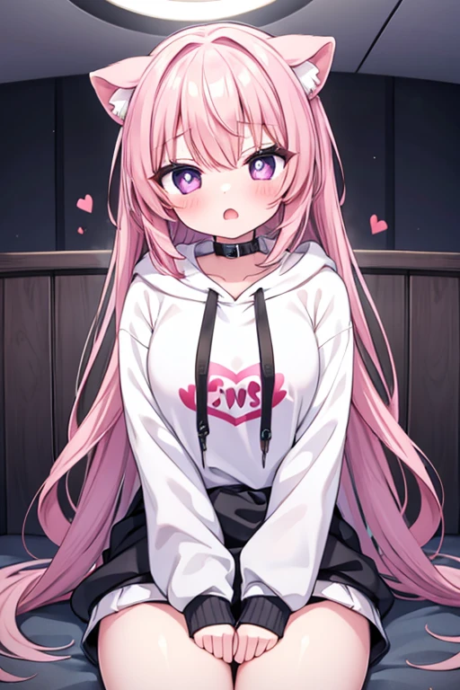 masterpiece,One girl,alone ,Heart-shaped pupils,Open your mouth,hoodie,, Static Restraints,
