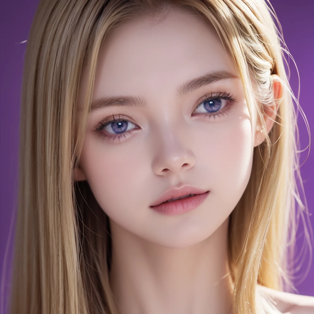 Man has blond hair and blue eyes,Woman has long brown hair and purple eyes,Close your eyes,Embrace