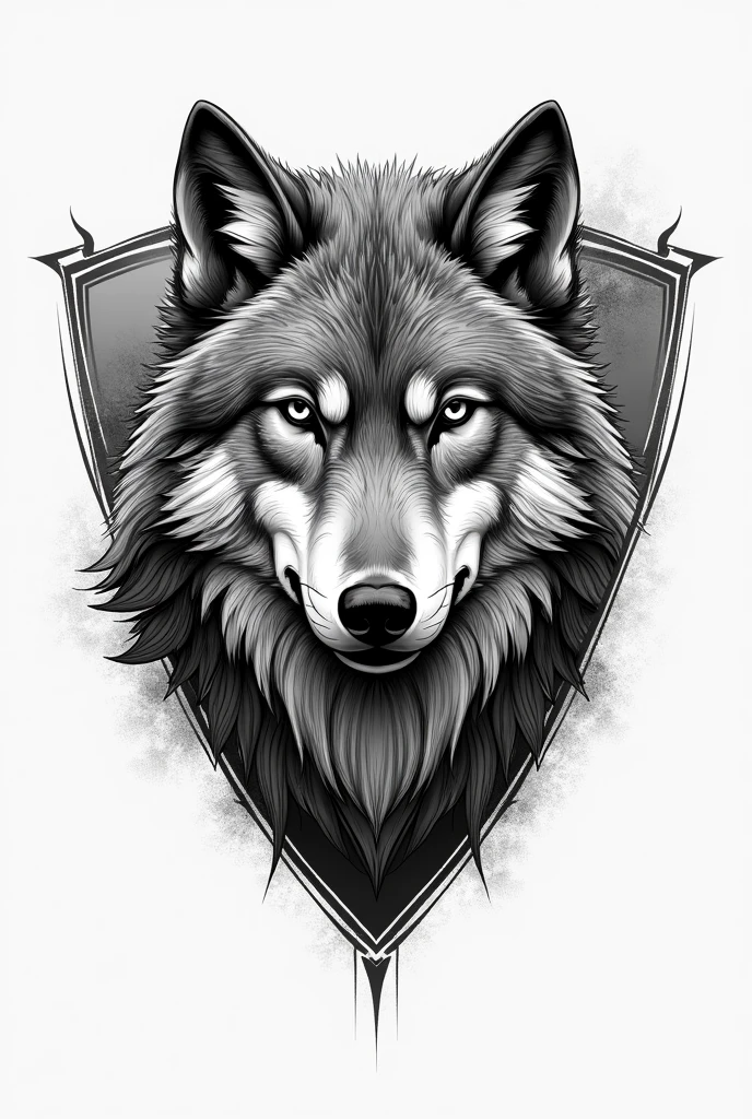 Simple and unique 5cm wolf shield to be engraved on a t-shirt