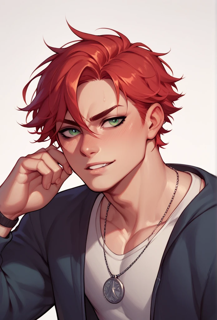 boy, Red-Haired, hairless, bright green eyes