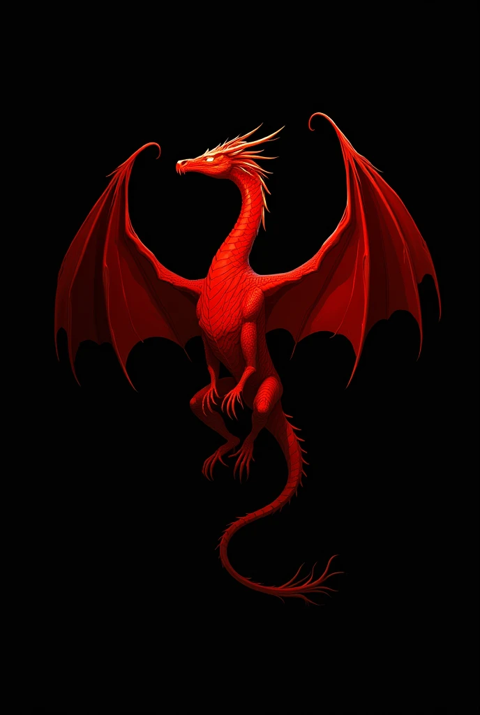 Minimalist red dragon with black background