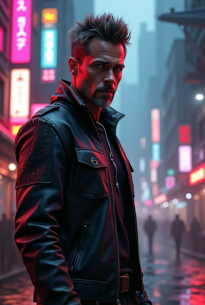 A character named Jhonny blood cyberpunk inspired by actor Brad pit