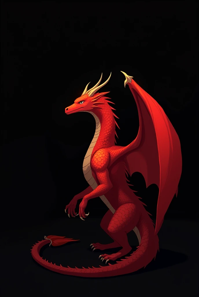 Minimalist red dragon with black background