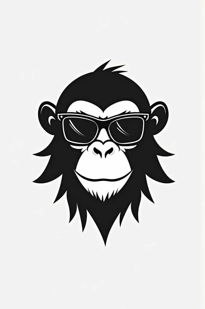 Black and white logo of a bald monkey wearing sunglasses