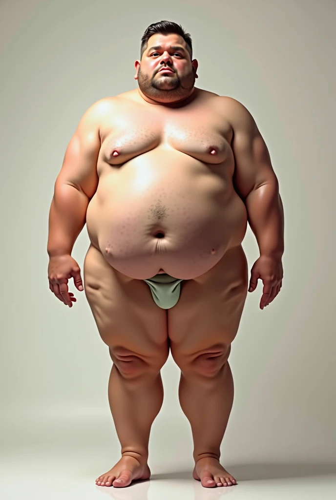 Fat white man without clothes with big penis