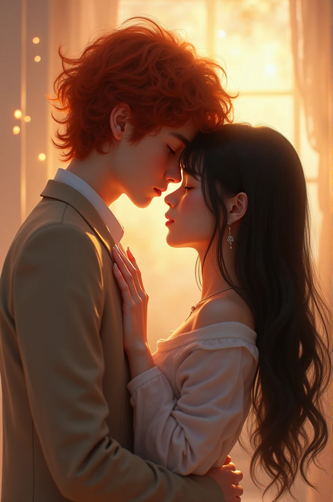 Finn Wolfhard kissing a white Korean girl with long black hair