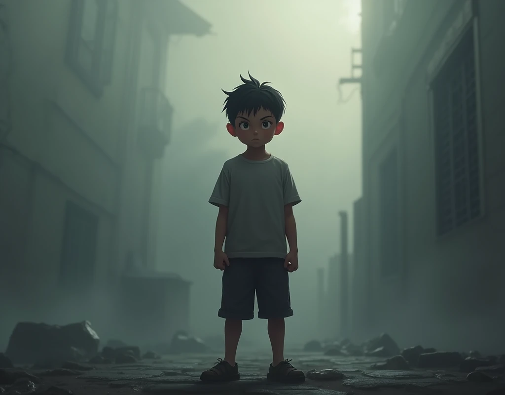 A 1 boy stand up to sad mood