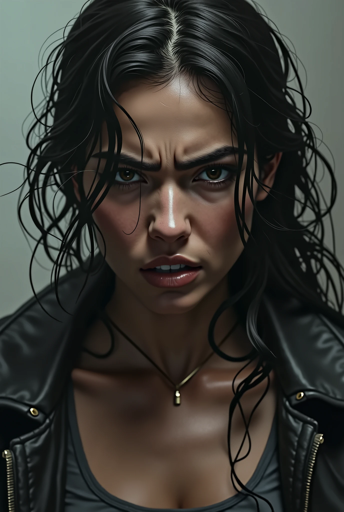 An angry woman who is trying to fight her emotions and feelings because it wears down her stone