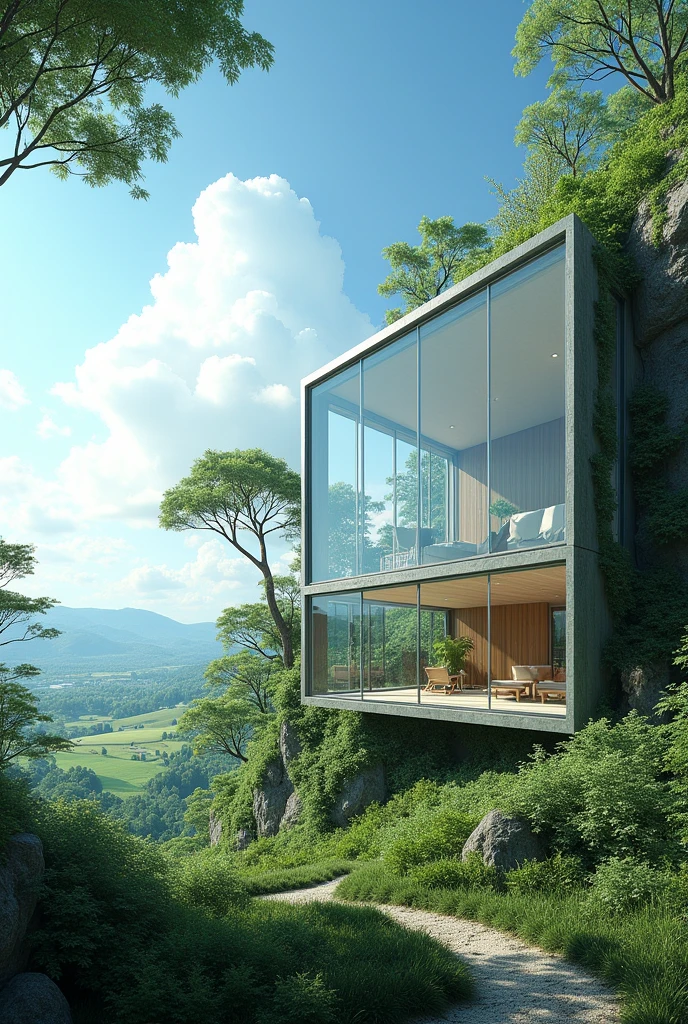 Create realistic landscape with indoor scenery