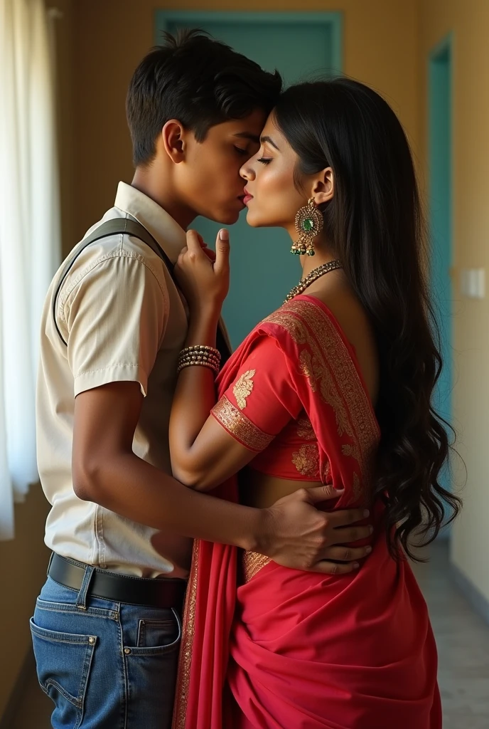 School Boy kissing  hot woman ass while fuck her she half naked in saari. Milf aunty was erotic saree naked ass. Chuppi ass. Boy young 