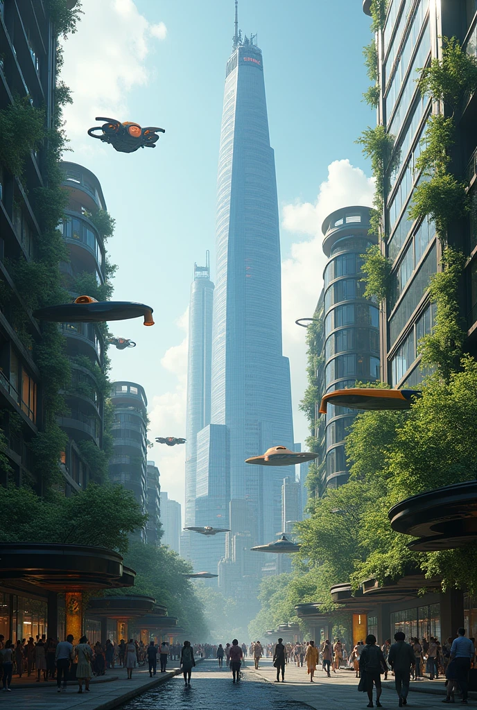 Make a picture of New York City 1000 years from now regarding technological developments and global warming