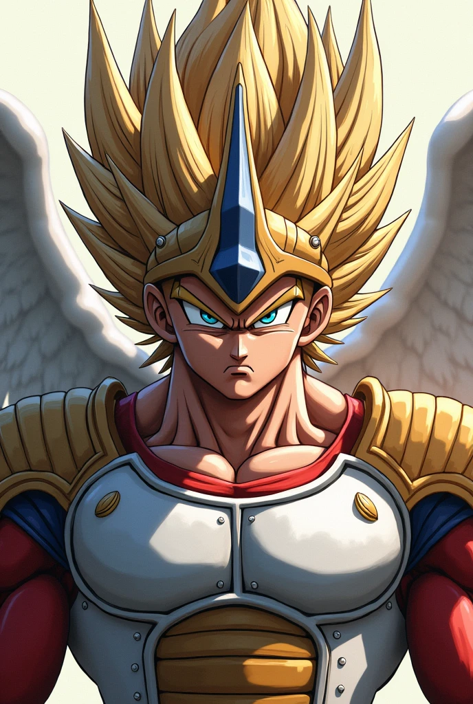 Vegeta from Dragon ball z with Pegasus armor from knights of the zodiac image from the shoulders up