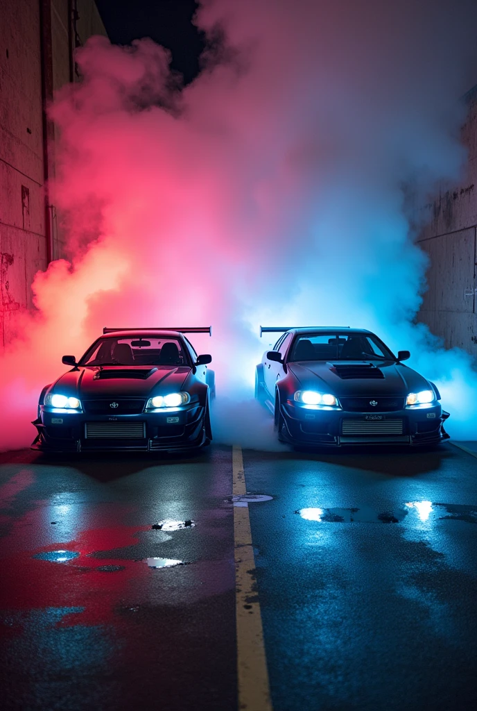 5Supra mk4 and 5skyline get r34 with coloured smoke with what de body kits