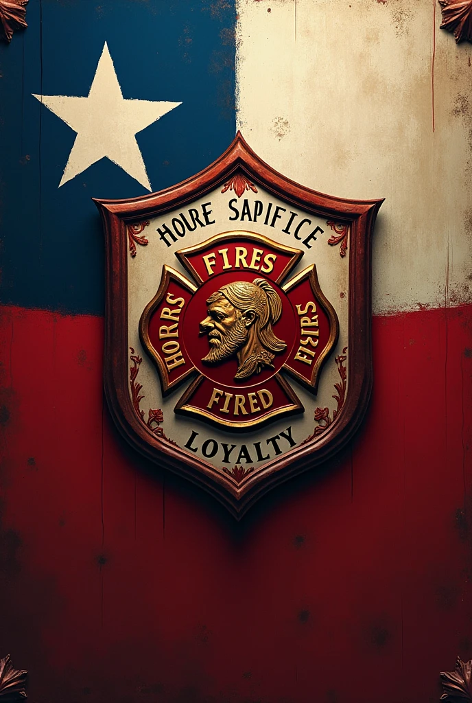 Firefighter shield type banner with the words Honor sacrifice loyalty At the bottom it should say San Pablo emergency brigade and the flag of Chile 