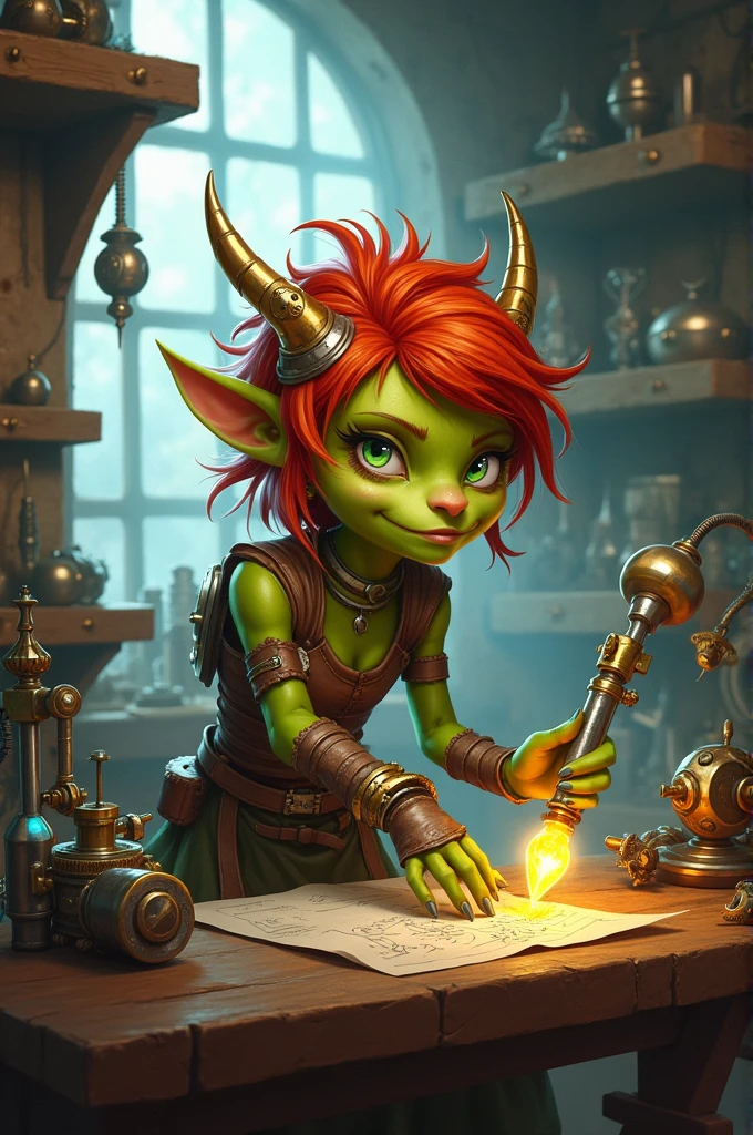 Fantasy goblin girl artificer