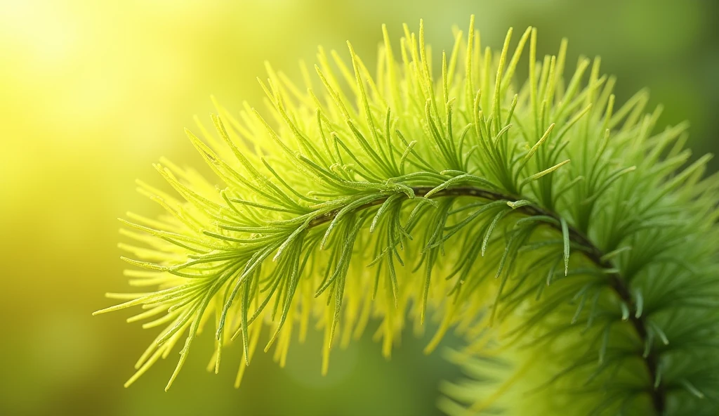 Create an image of the yellowish-green wormwood plant, that the thin leaves and that they look prominent and releasing explosion of medicinal substances in 3D and that with an extraordinary background In horizontal size, as for a wallpaper, that you can see it coming from the left side of the image