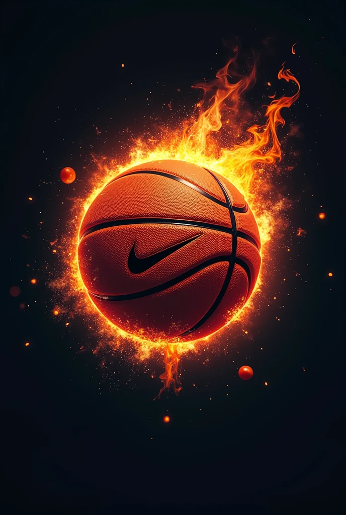 basketball logo with the name "The BronX", include a basket ball nike and fire