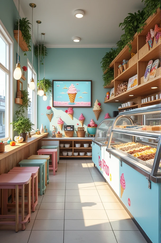 Announcement of the opening of an ice cream shop called Biancopuro in Santa Cruz 
