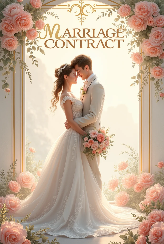Create a book cover with a marriage contract theme