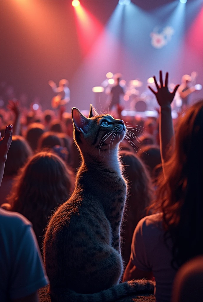 A cat at a Beatles concert
