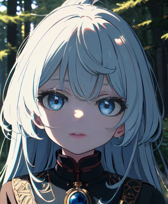 最high quality、masterpiece、High quality、Shining eyes、portrait, high quality, Ukrainian fairy winter snow in the forest through the trees About , blue eyes, smooth skin, ((最high quality, 8k, masterpiece :1.3)), 1 girl, pretty girl , casual clothes :1.2, in the forest, super detailed face, fine eyes, double eyelid