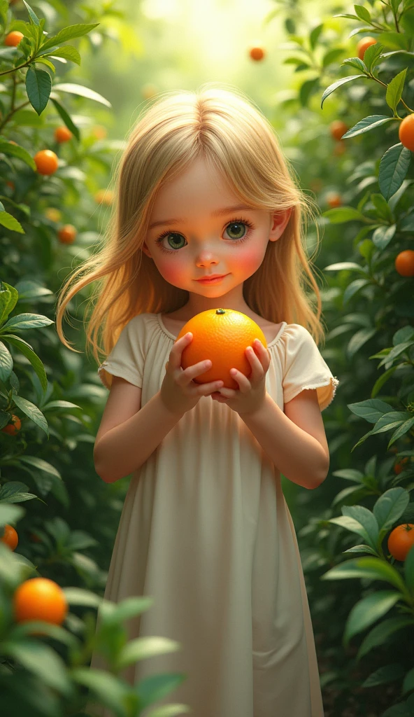 Lily a little holding orange un bushes