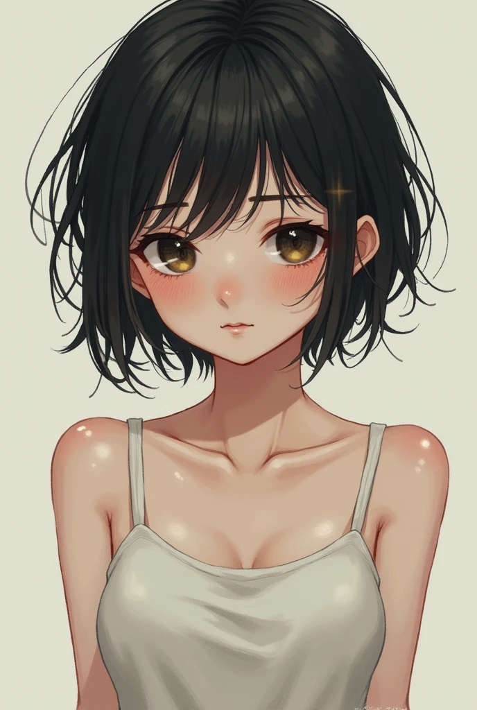 one girl, Breasts, High accuracy, short hair, reddly shy, Simple background, abstract,