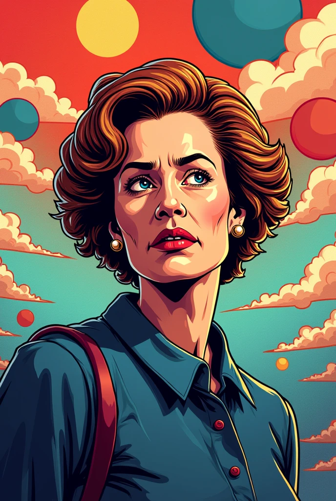 Philosopher Hannah Arendt version drawing comic with color