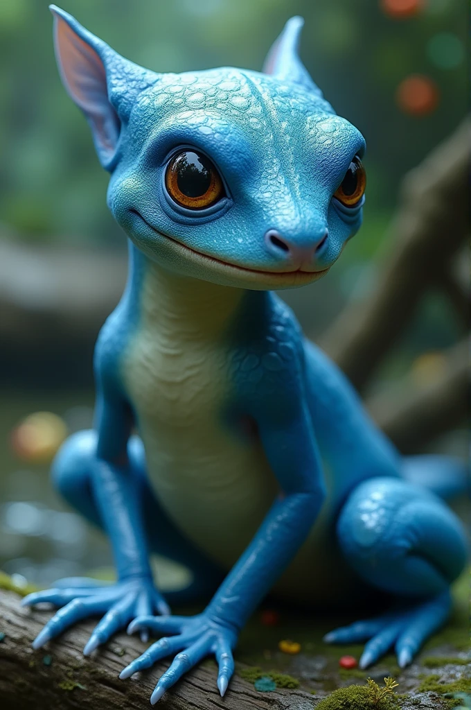Blue newt human face