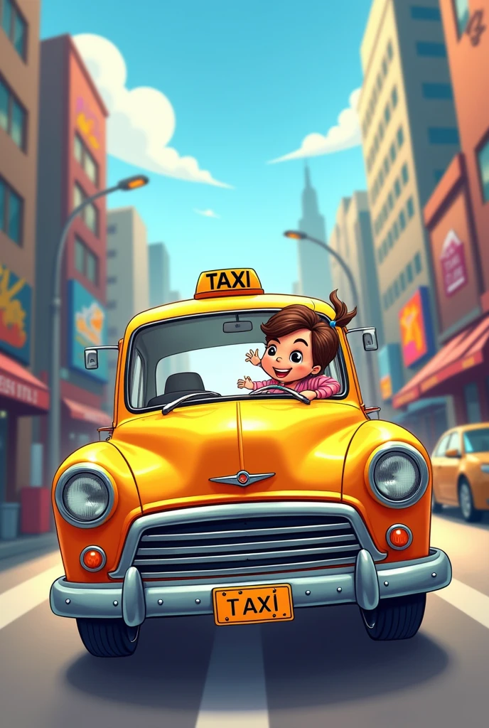 Create a fun drawing of a taxi 