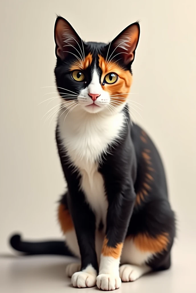 Black tricolor cat, orange and white