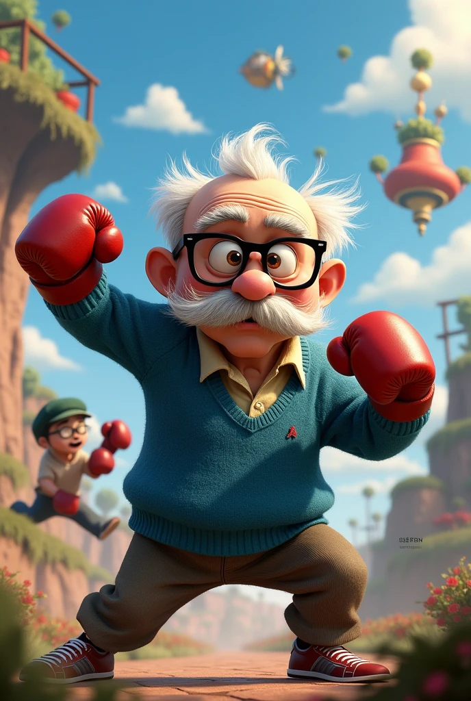Grandpa from UP of a utas adventures movie fightingBoxing